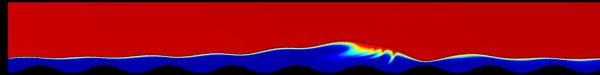 Heat transfer in falling film on corrugated surface